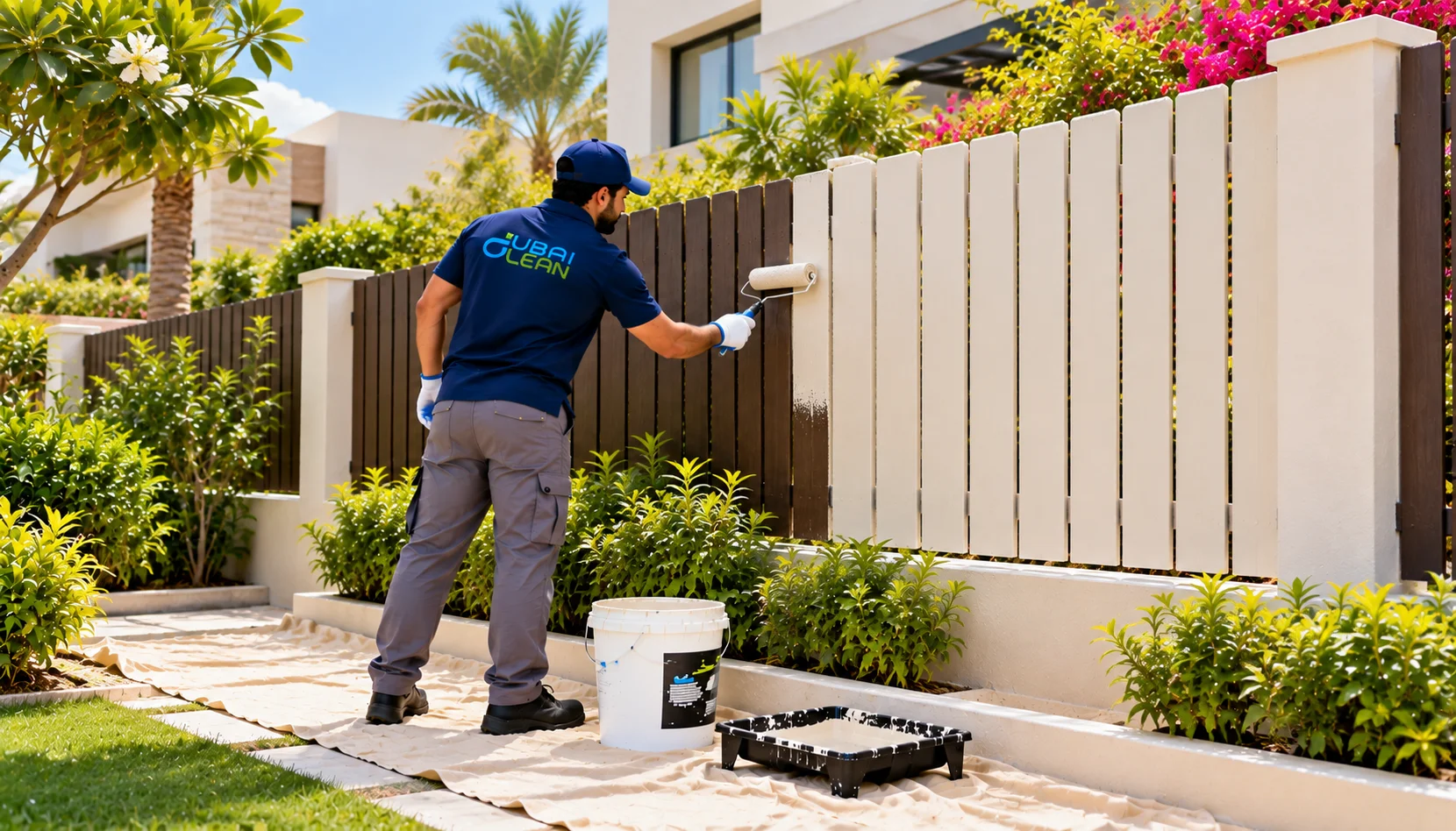 Garden Fence Painting-DubaiClean-Service